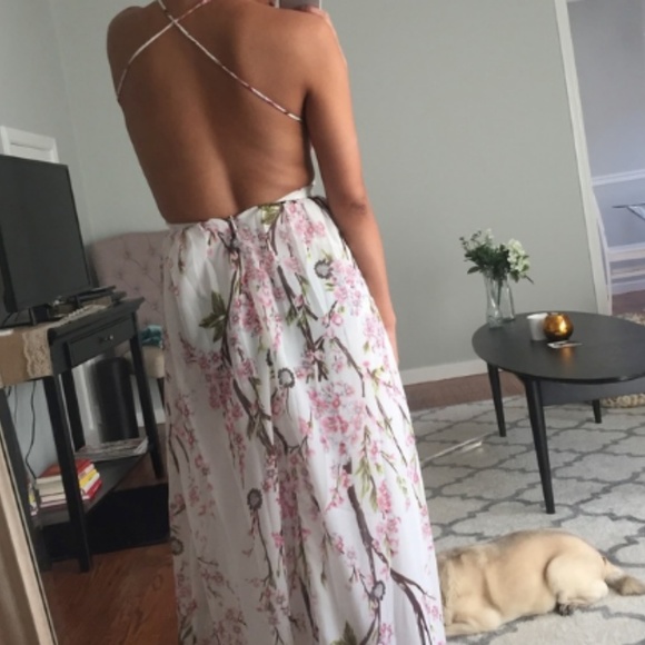 French Sexy Backless  Floral  Maxi Dress main image 1